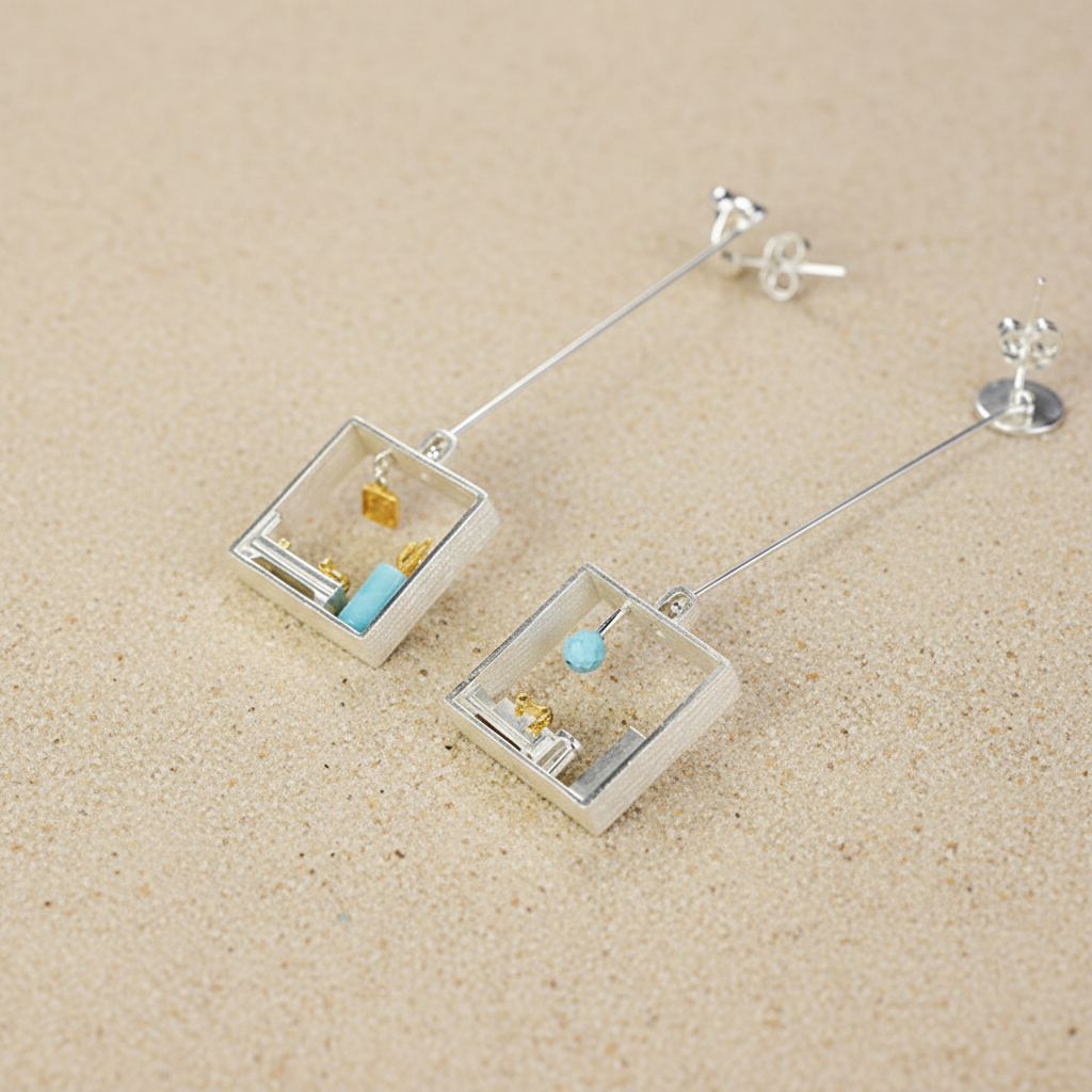 Amazonite studded Cat Room Earrings