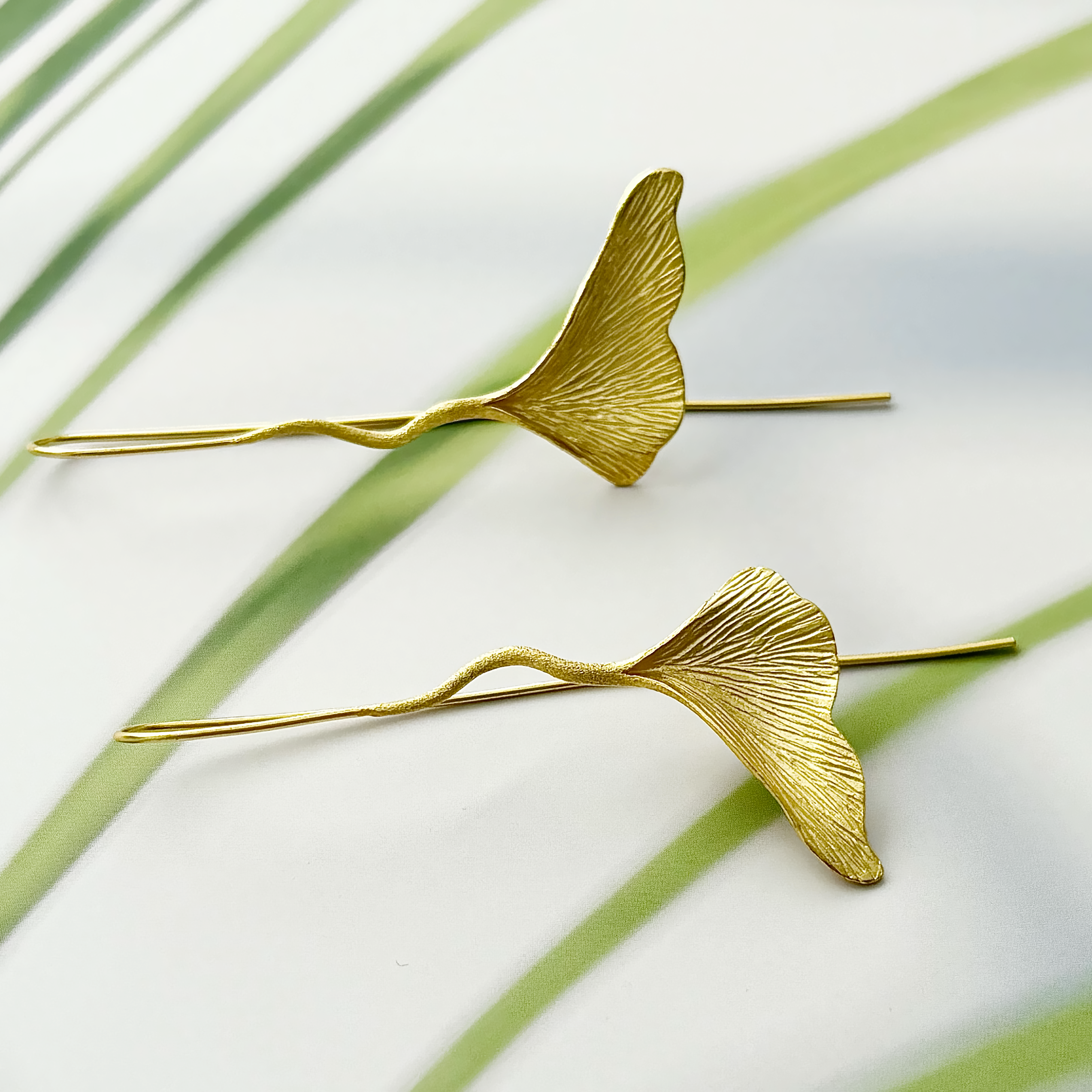 Gold plated silver dangle earrings