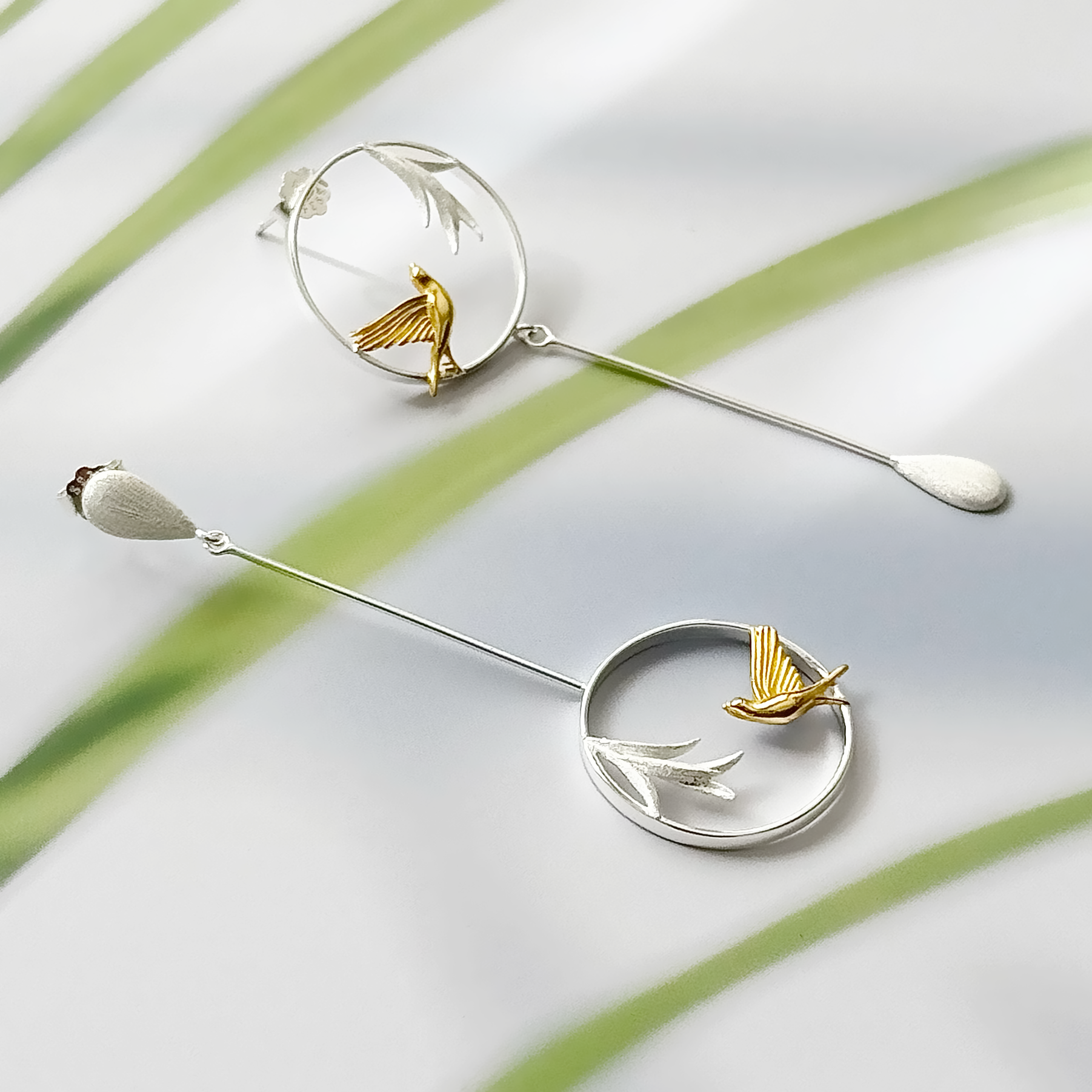 Hummingbird fine silver earrings