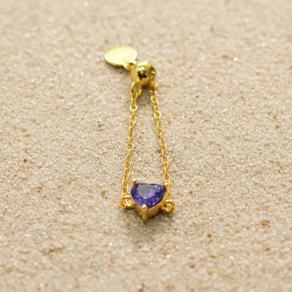 Purple Heart 18kt gold plated adjustable chain ring