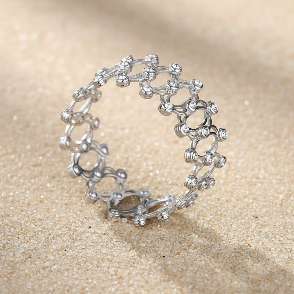 Adjustable Ring Silver Bracelet