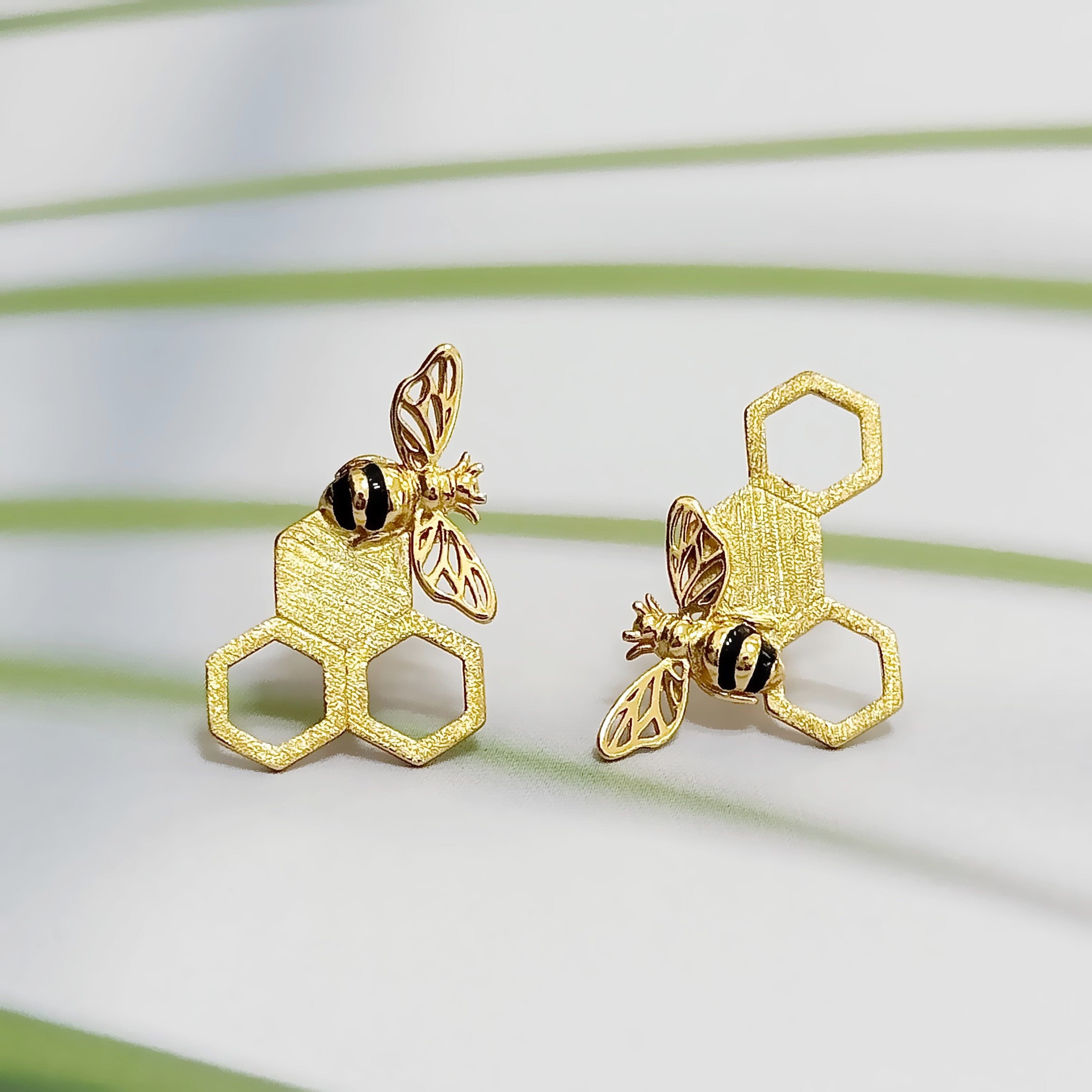Gold Plated Handmade Bee Earrings