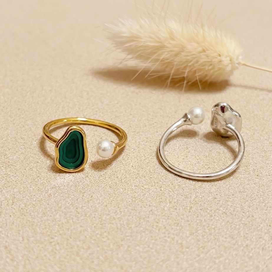 Lake Tahoe Inspired Green 18Kt Gold Plated & silver Resizable Ring