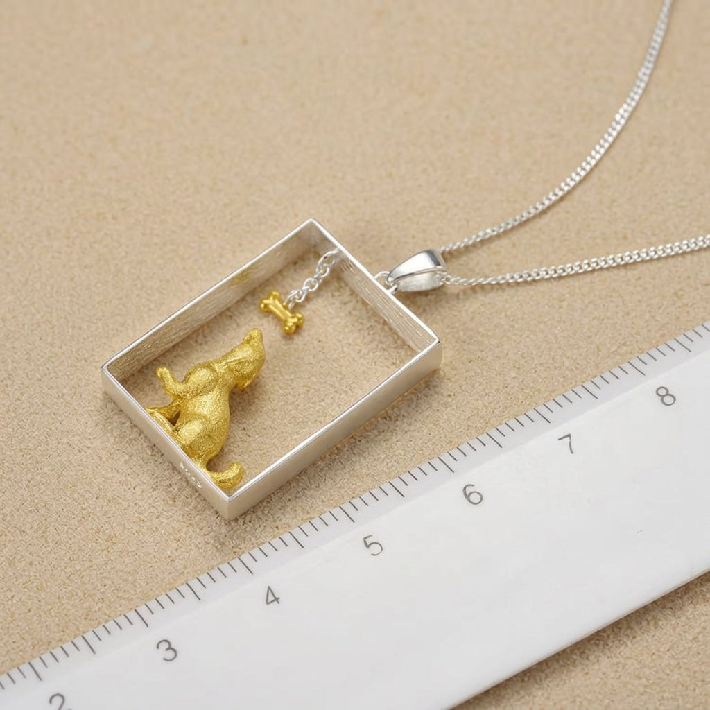 cute dog sterling silver necklace
