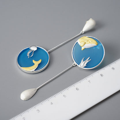 whale geometric earrings