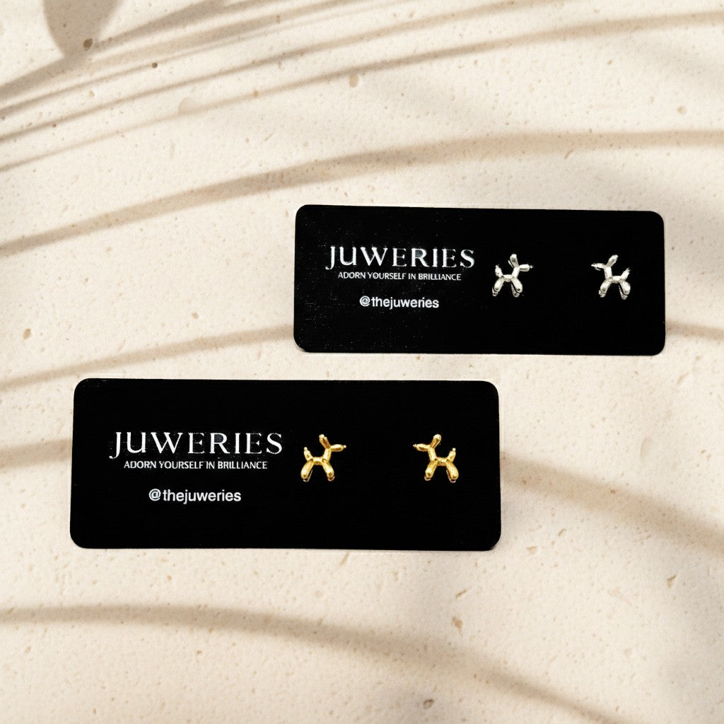 Balloon Dog Inspired Gold Plated Dainty kid friendly Earrings