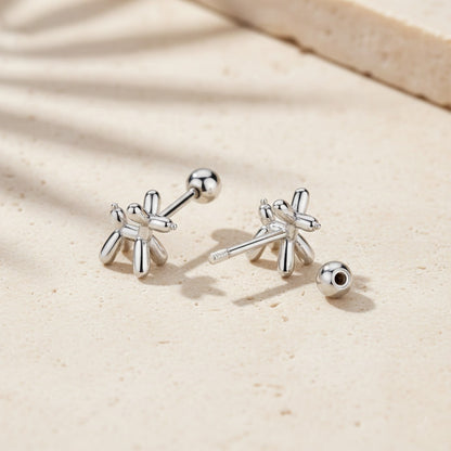 Balloon Dog Sterling Silver Dainty Screw Back Earrings