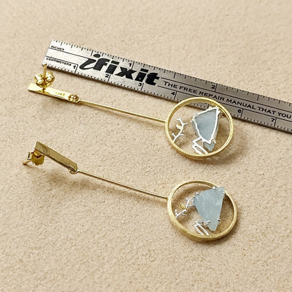 Handcrafted blue agate and sterling silver nature earrings, a unique mountain-inspired jewelry gift for hikers and bird watchers