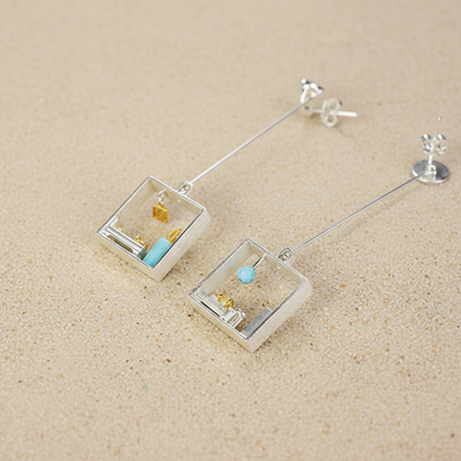 Amazonite studded Cat Room Earrings