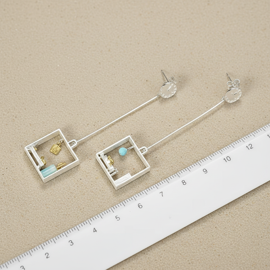 Light Weight Silver Cat earrings with emerald