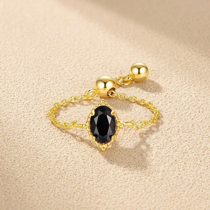 Elegant resizable zircon chain ring gold plated sterling silver dainty jewelry gift idea