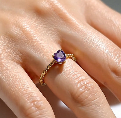 Purple Heart Gold Chain Ring