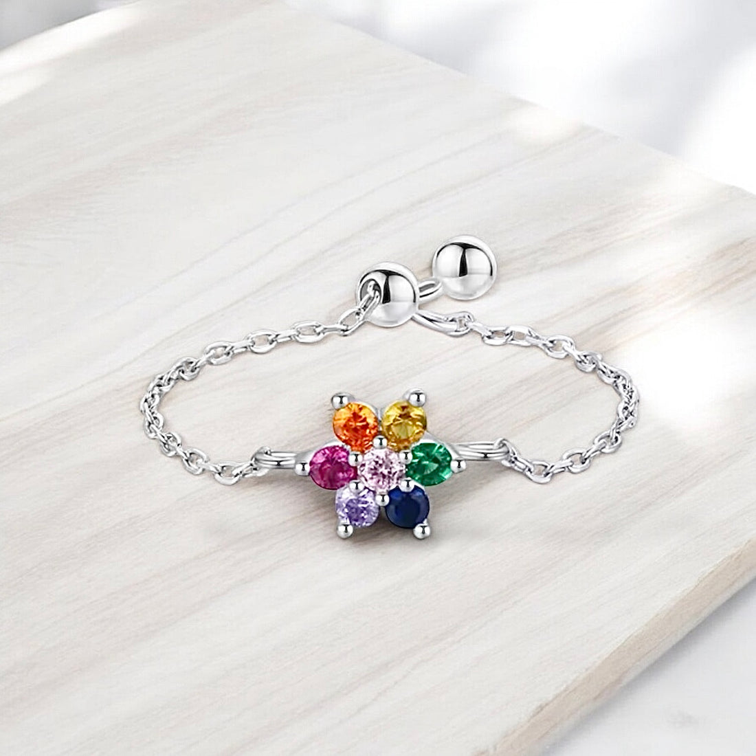 Flower Dainty Chain ring