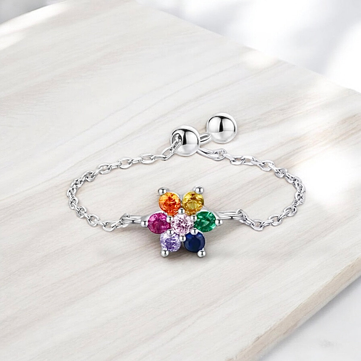 Flower Dainty Chain ring