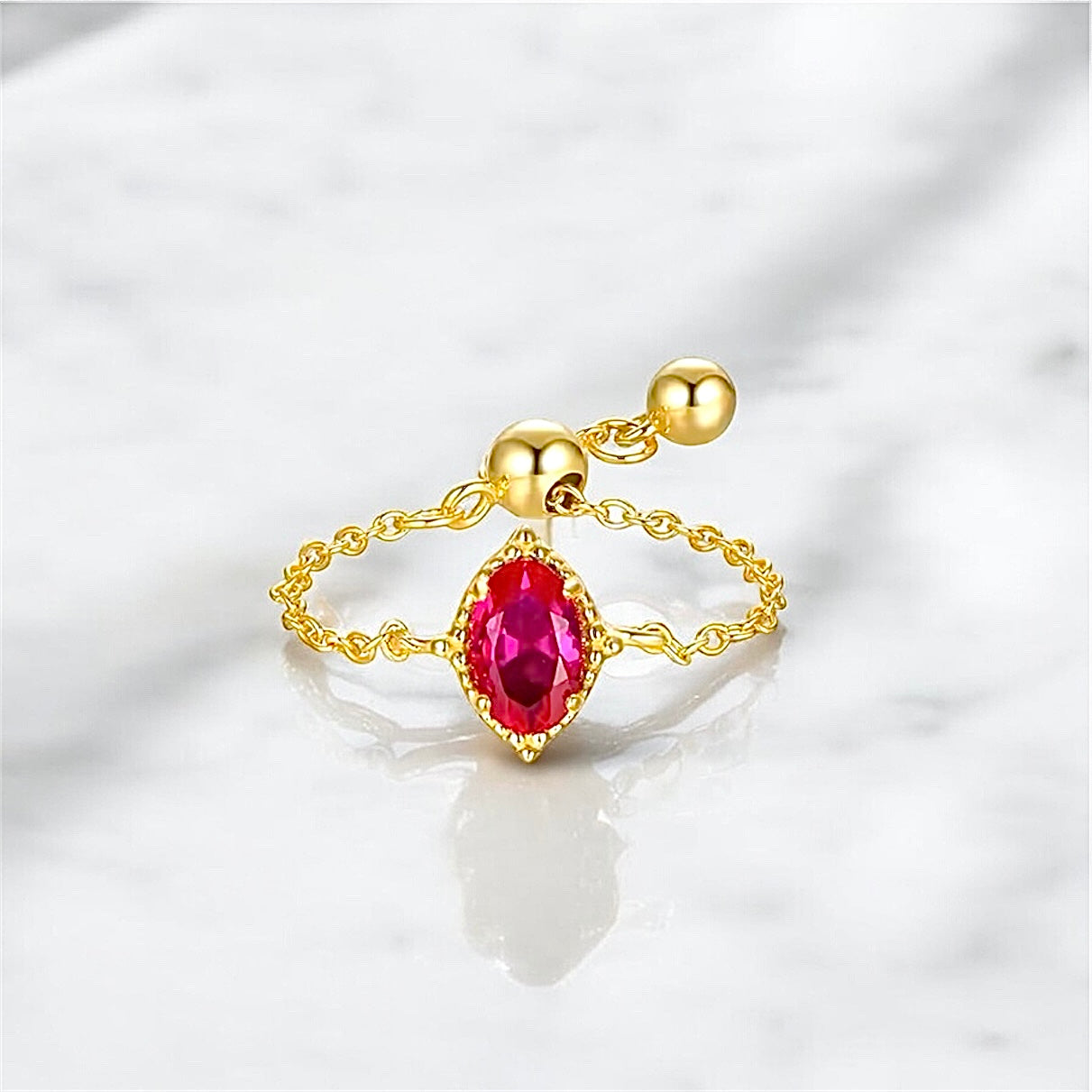 Resizable pink stone ring