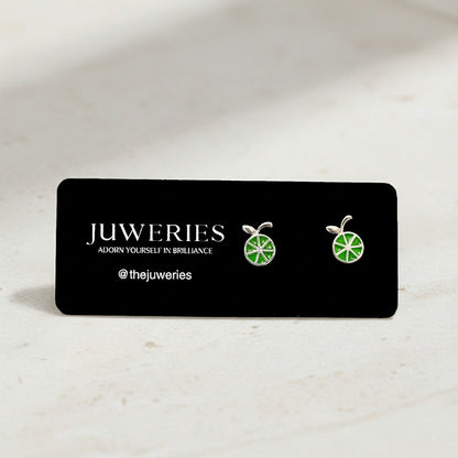 green apple stud earrings in premium packaging, perfect for Mother’s Day gift giving
