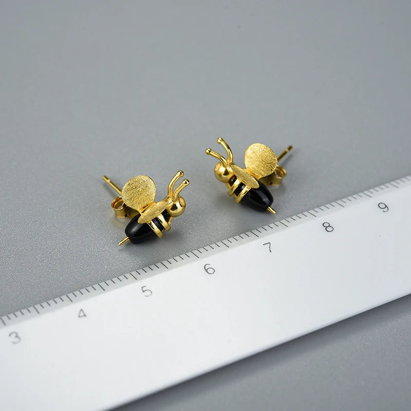 honey bee earrings geometric