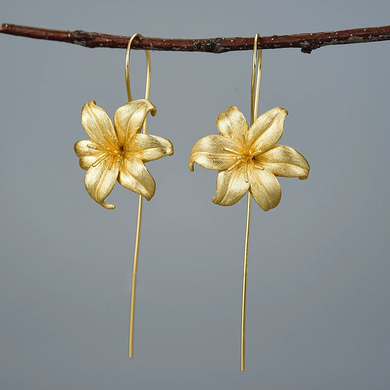 Lily Gold Flower Earrings