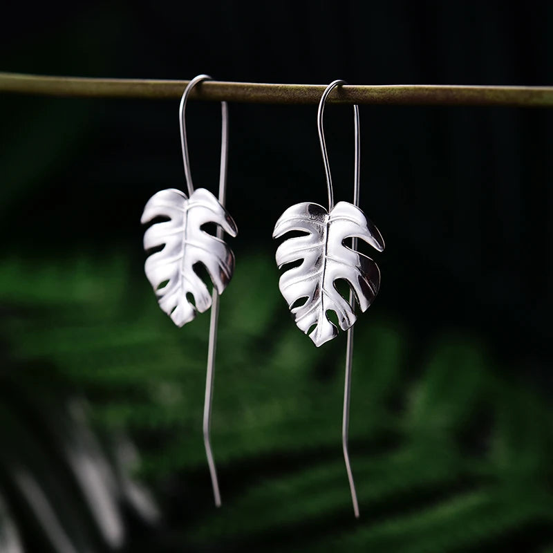 Monsteras Silver Leaf Earrings