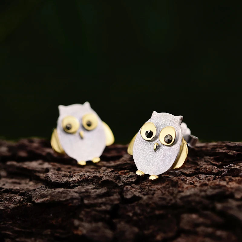 owl silver earrings