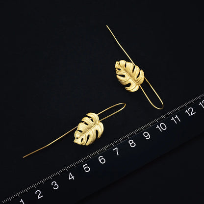 Monsteras Gold Leaf Earrings View