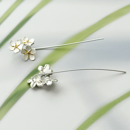 Stem style sterling silver earrings 