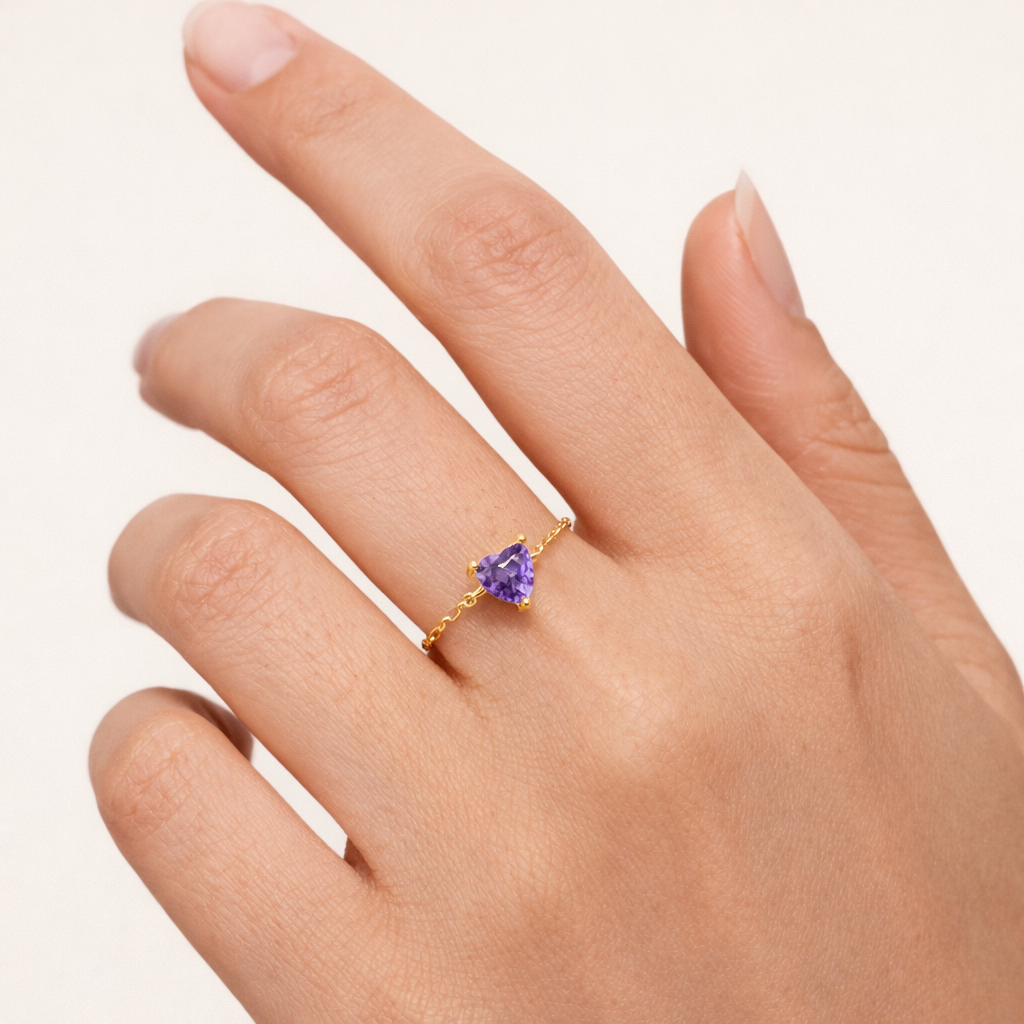 Purple Heart Gold Chain Ring