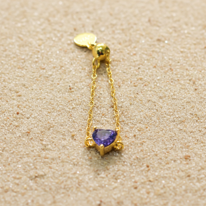 Purple Heart 18kt gold plated adjustable chain ring
