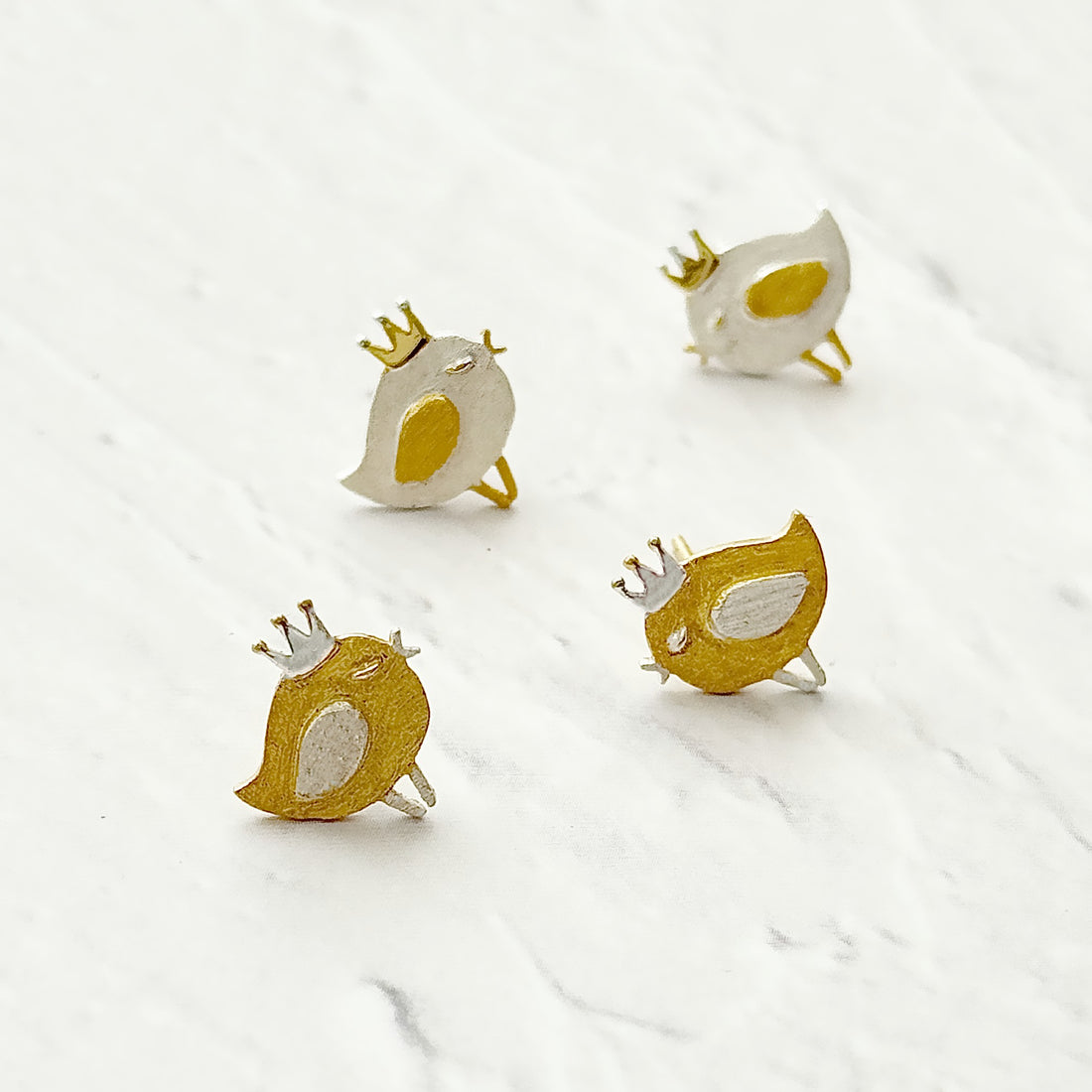 Tiny Bird Silver Earrings