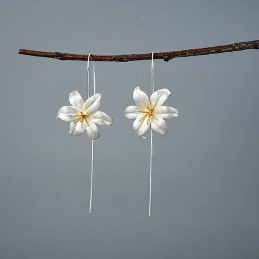 Lily Gold and Silver Flower Earrings