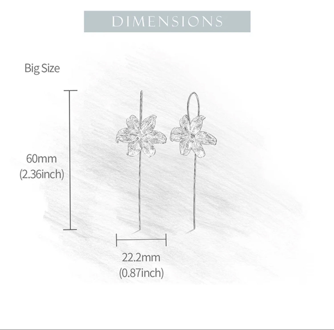 Lily Silver Flower Earrings Dimension