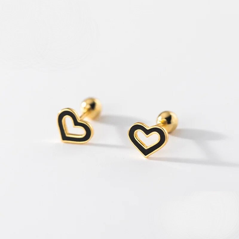 Heart stud gold earrings