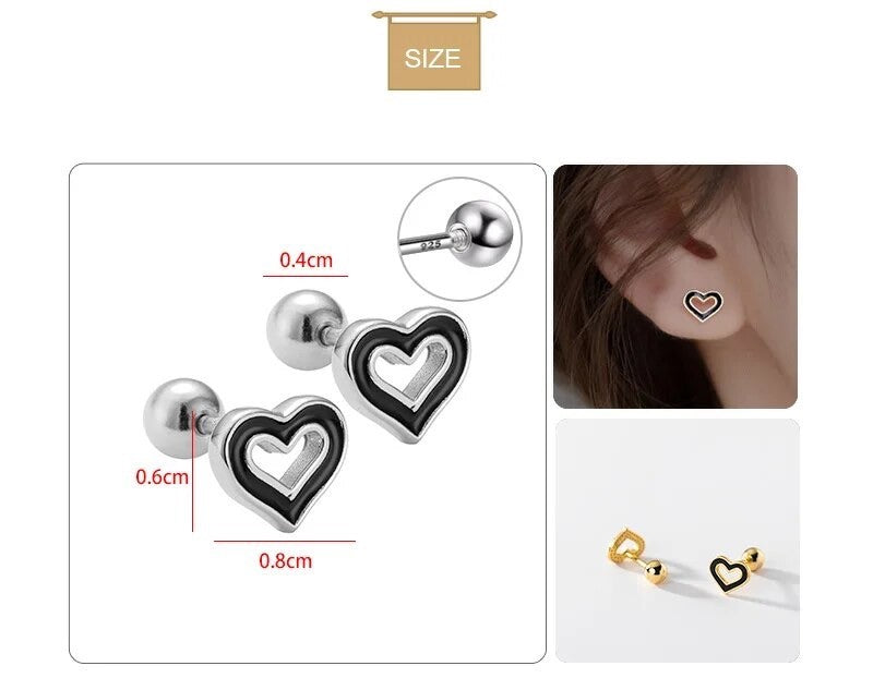 Heart stud earrings detail