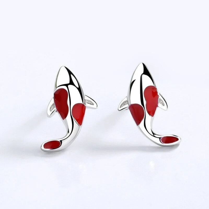 Silver fish earrings