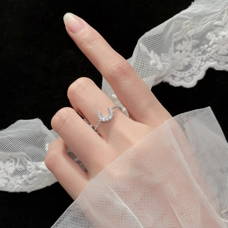 crescent shaped sterling silver ring online view