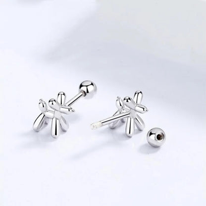 balloon dog art silver earrings