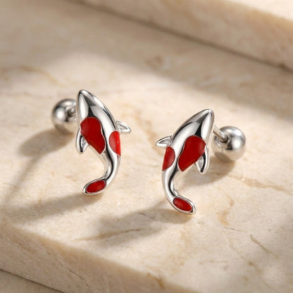 Silver fish earrings