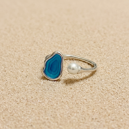 Unique Lake Inspired Size adjustable ring for her