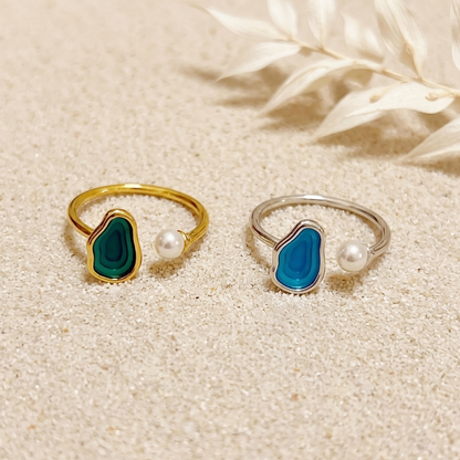 Lake Tahoe Inspired Green 18Kt Gold Plated Sterling Silver Resizable Ring