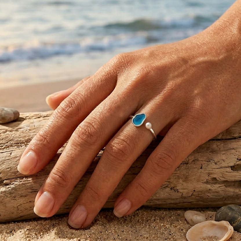 Lake Tahoe Inspired Blue Sterling Silver Resizable Ring