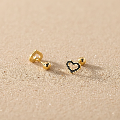 Minimalist 18k gold-plated heart studs, dainty sterling silver tiny heart earrings for a clean everyday look.