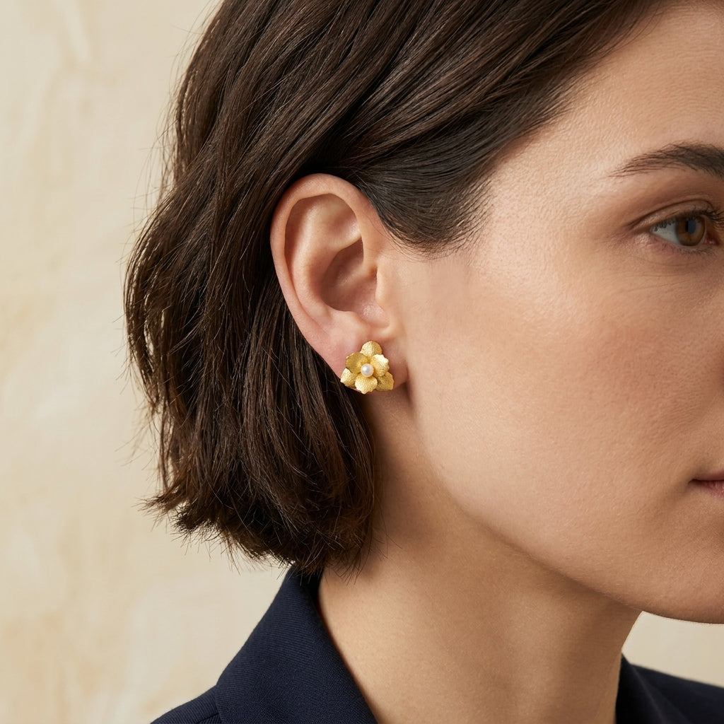 Modern hand crafted flower earrings gift for mom