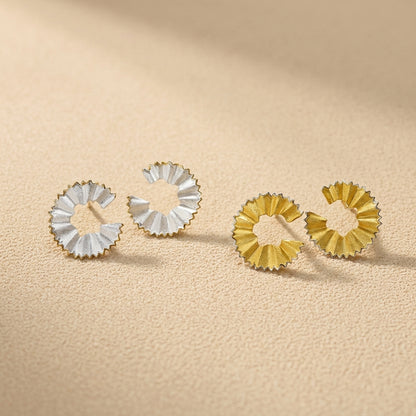 Unique Pencil Shavings design Sterling silver stud earrings