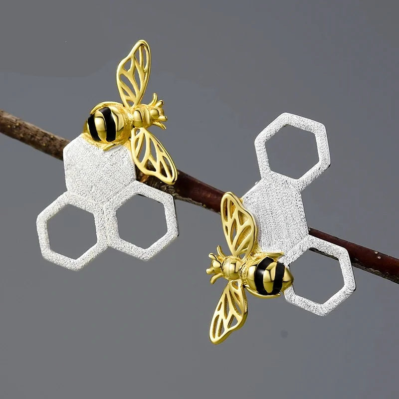 Silver Gold Plated Bee Earrings Online