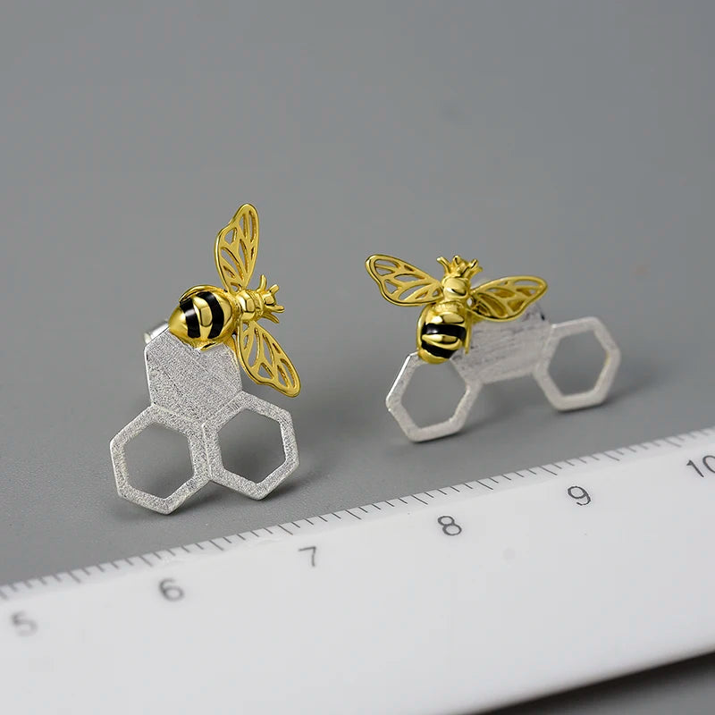 Silver Bee Earrings