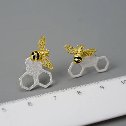 Silver Bee Earrings