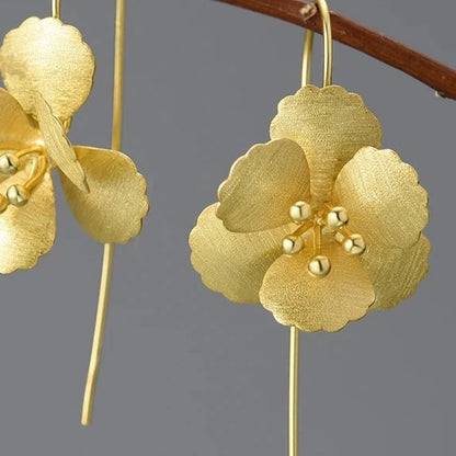 Flower Gold Drop Earrings