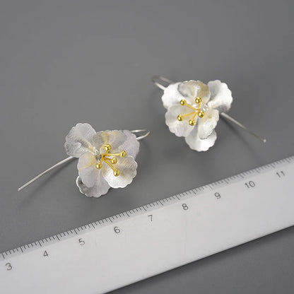 Flower Silver and Gold Drop Earrings Online