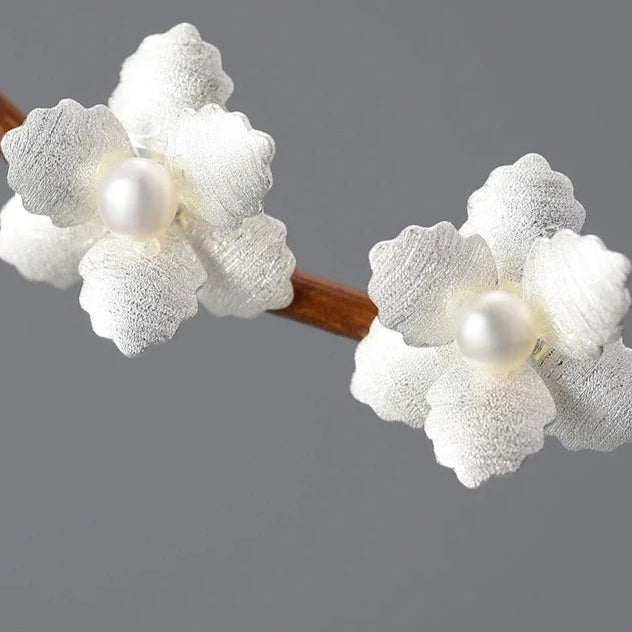 best pearl flower silver earrings