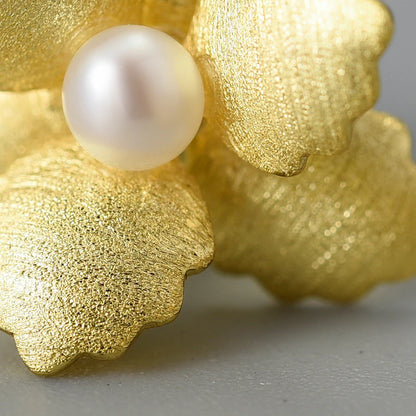 pearl flower gold earrings online